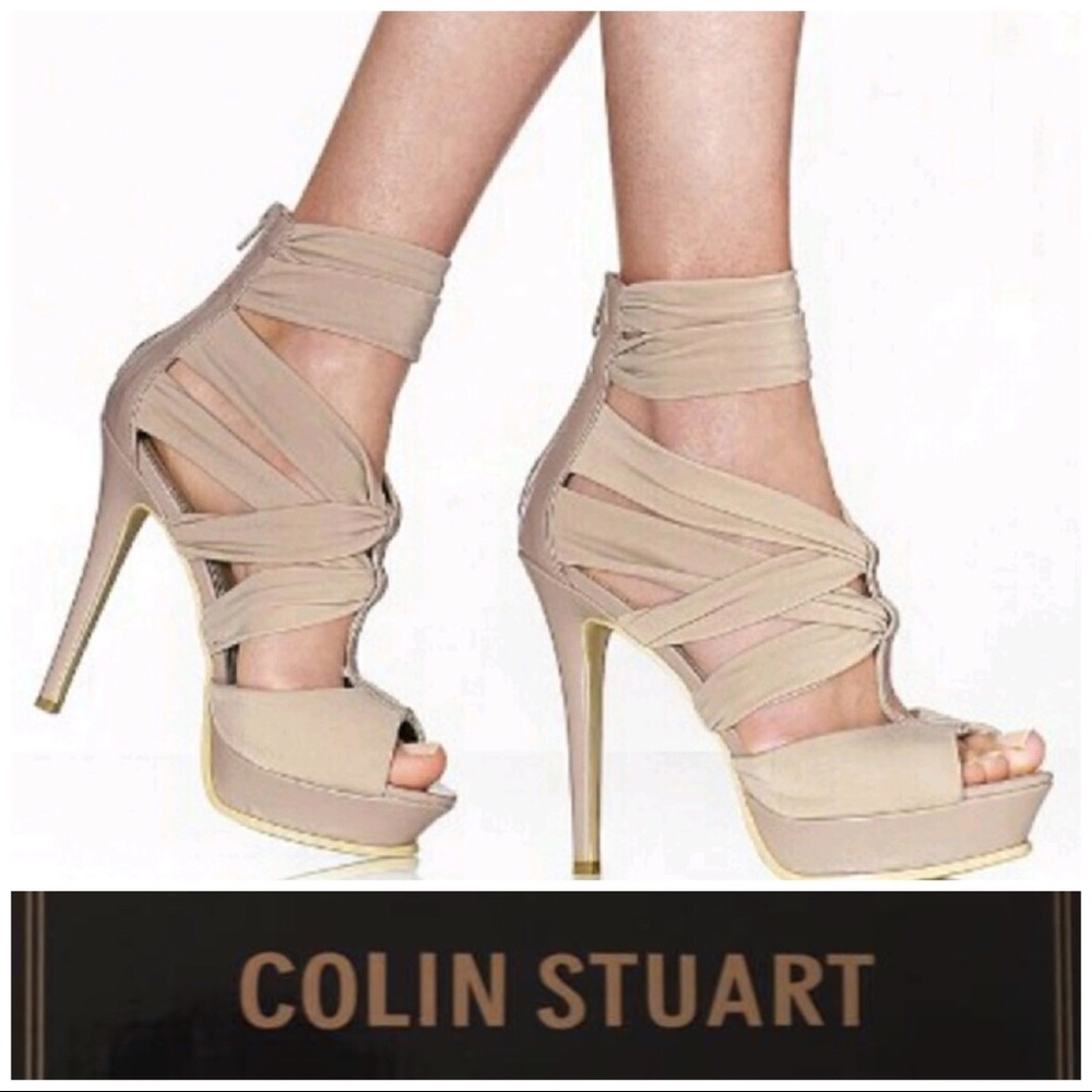 *Colon Stuart Wrapped Ankle Platform Heel